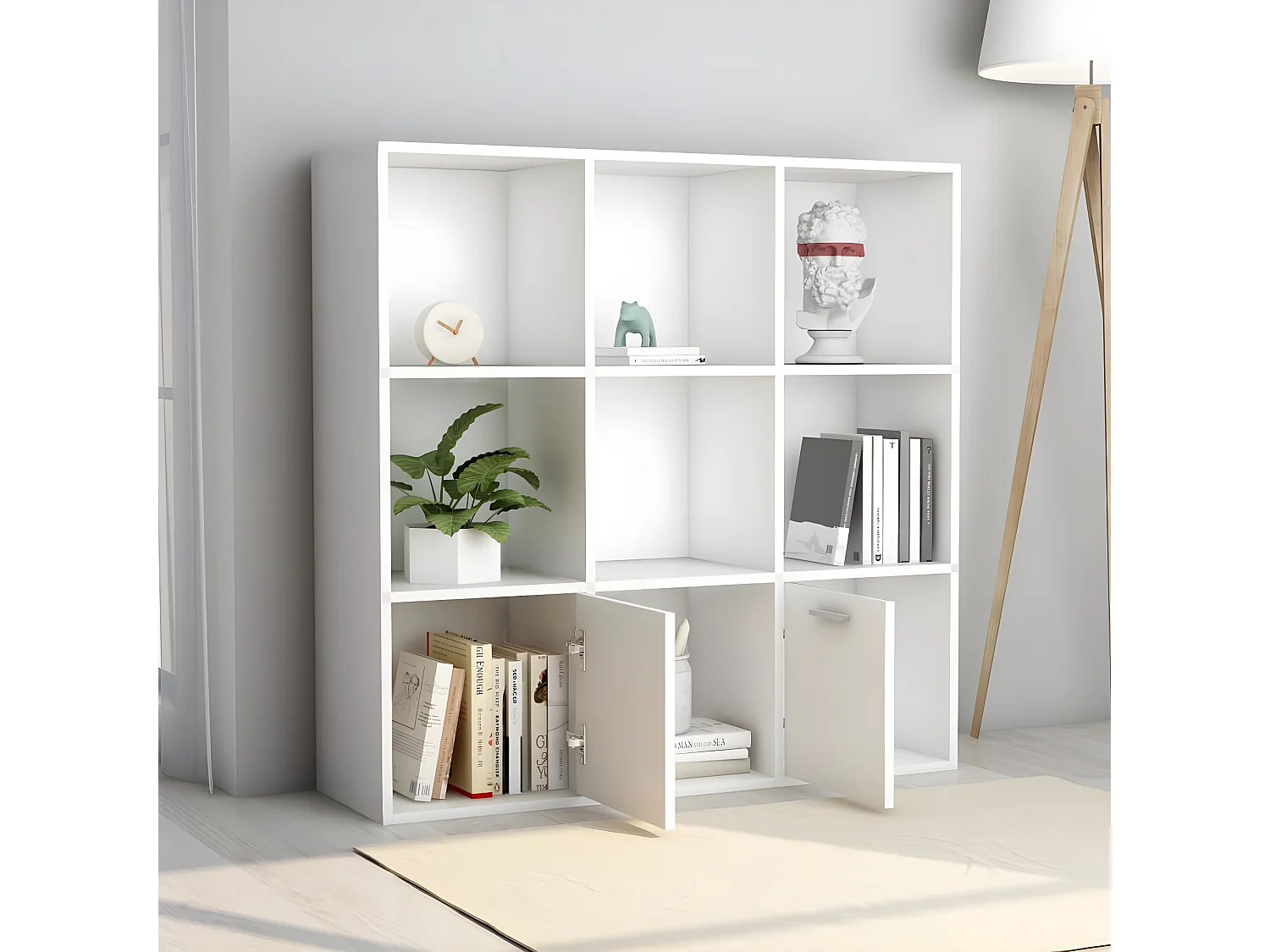 Bibliothèque Blanc 98x30x98 cm Aggloméré OFR67972 BonneVie Meuble