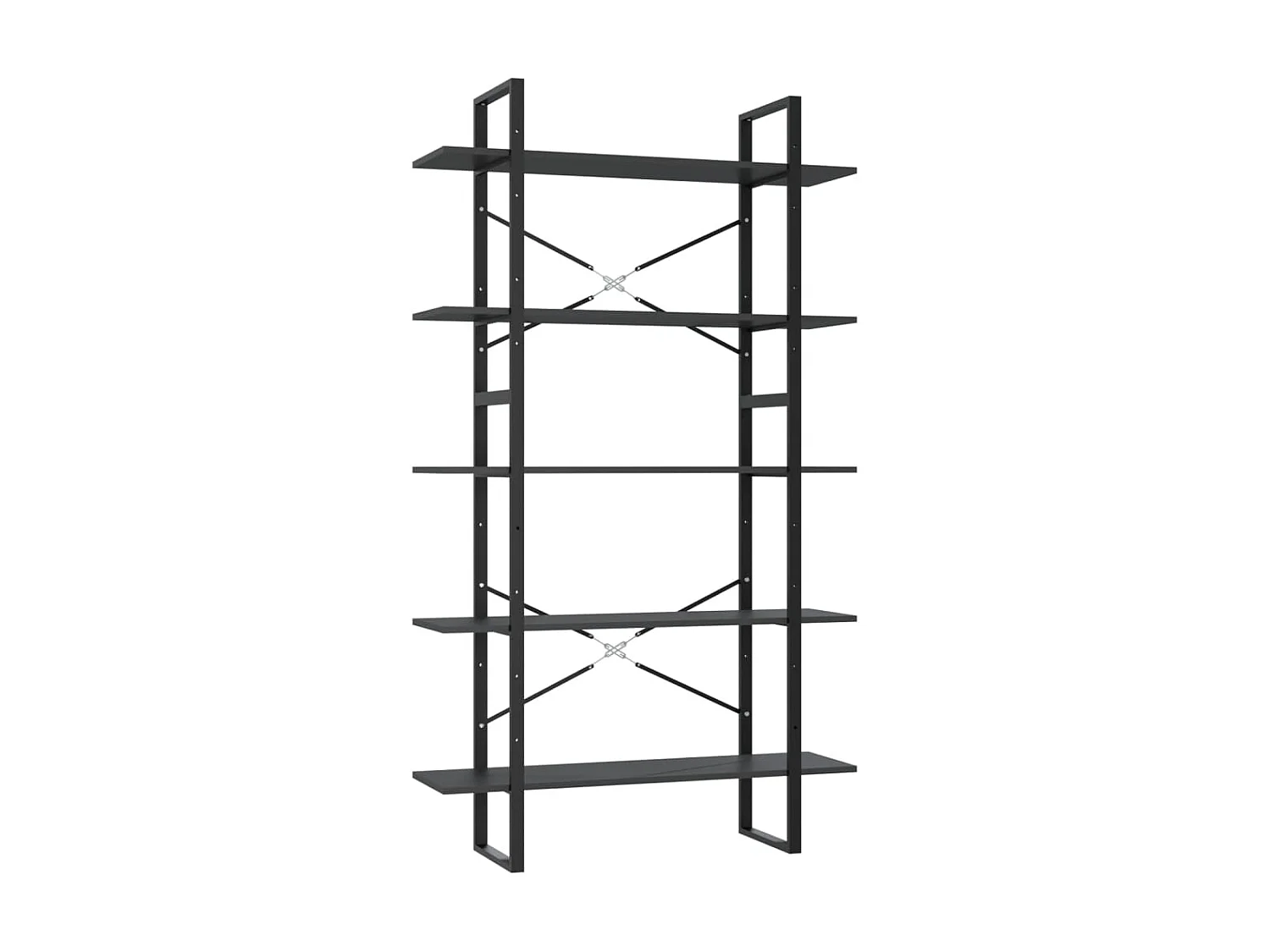 Bibliothèque à 5 niveaux Gris 100x30x175 cm Bois d'ingénierie OFR97047 BonneVie Meuble