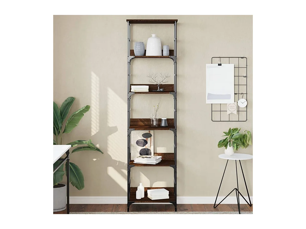 Bibliothèque chêne marron 50x33x188,5 cm bois d'ingénierie OFR62032 BonneVie Meuble