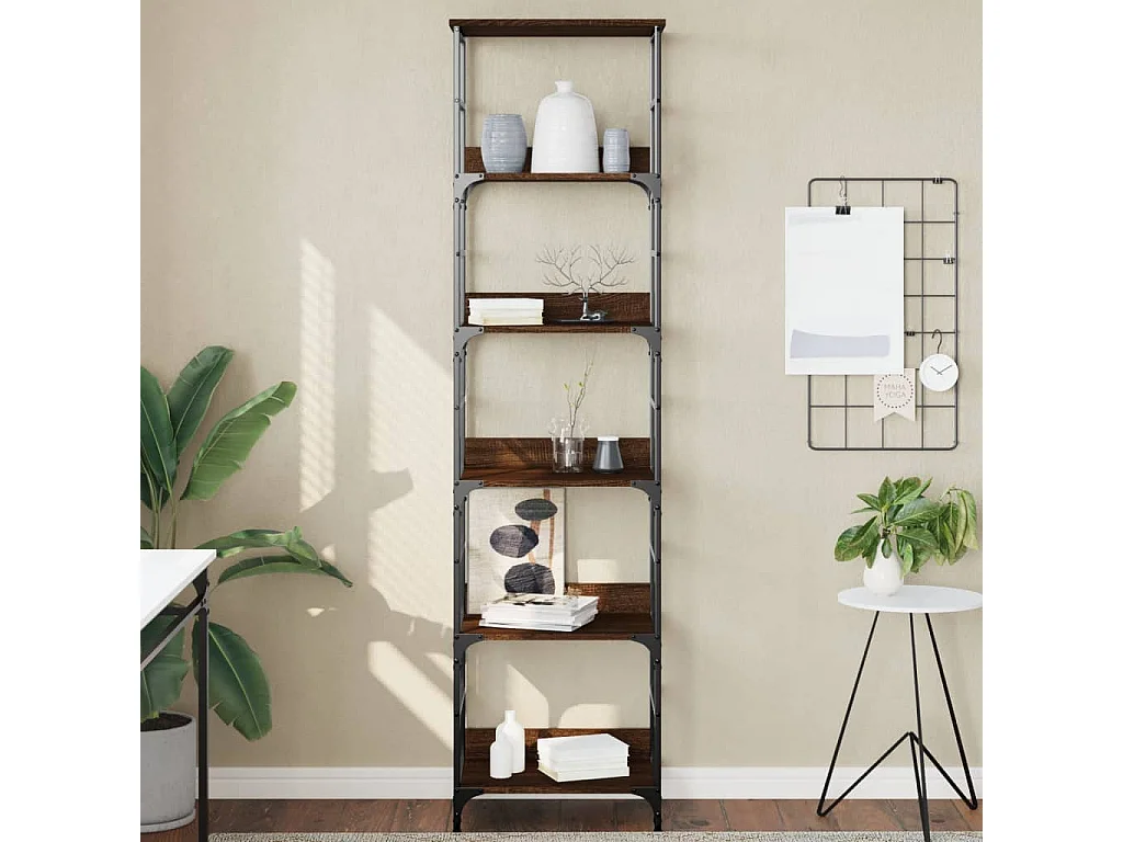 Bibliothèque chêne marron 50x33x188,5 cm bois d'ingénierie OFR62032 BonneVie Meuble