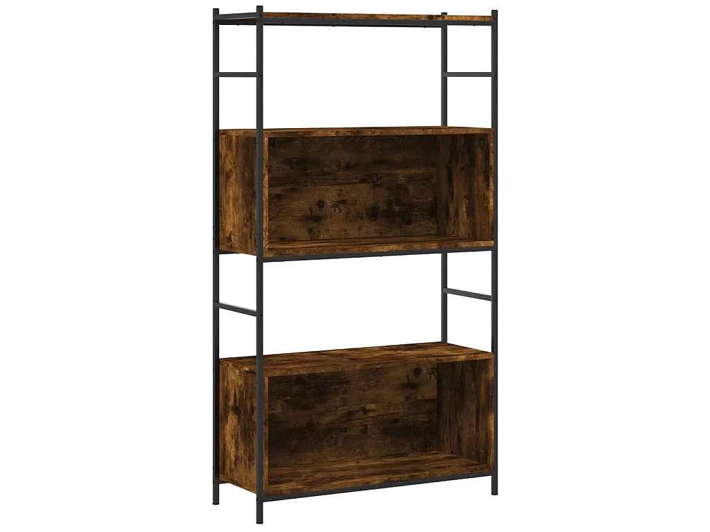 Biblioteca Estantería hierro madera ingeniería roble ahumado 80x30x145,5cm ES18885