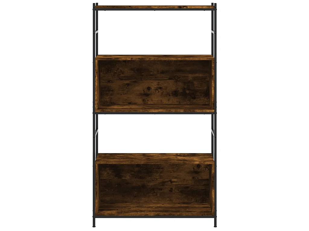 Biblioteca Estantería hierro madera ingeniería roble ahumado 80x30x145,5cm ES18885