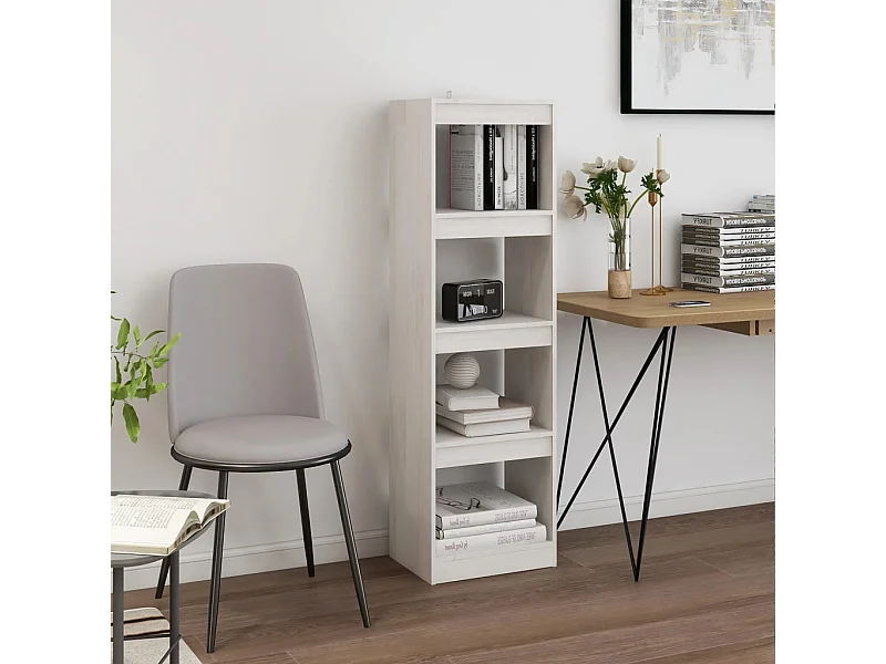 Biblioteca Estantería - divisor de espacios pino macizo blanco 40x30x135,5cm ES99248