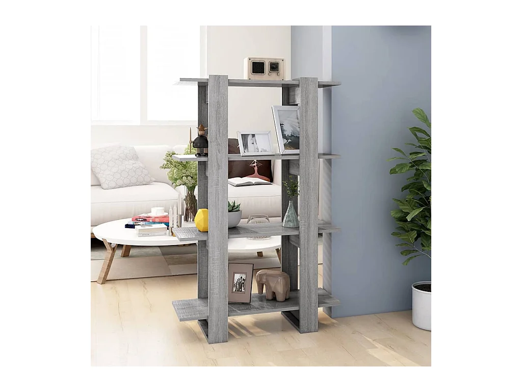 Bibliothèque-Séparateur de pièce Sonoma gris 80x30x123,5 cm OFR86978 BonneVie Meuble