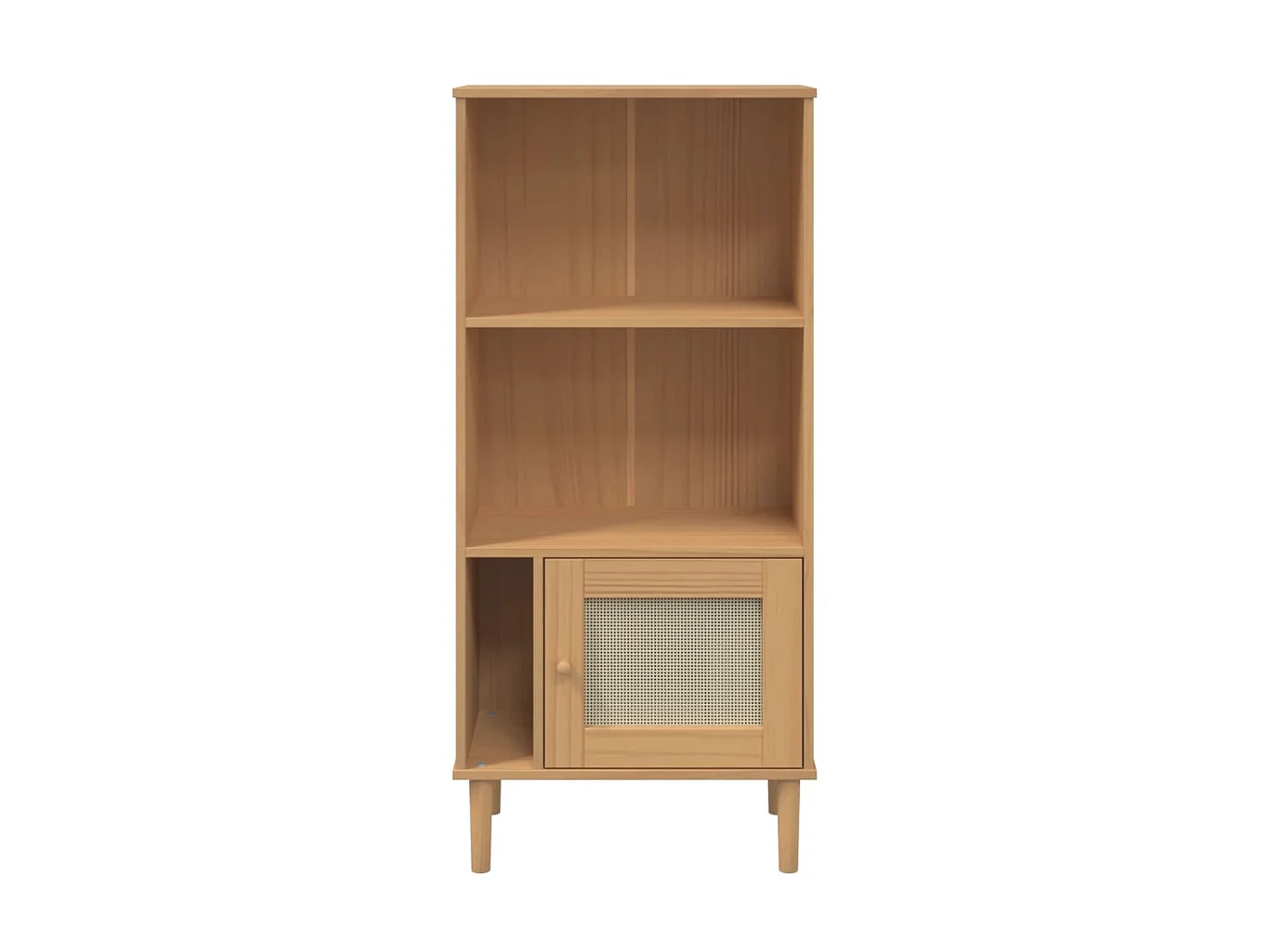 Biblioteca Estantería SENJA aspecto ratán madera pino marrón 60x35x130 cm ES10280