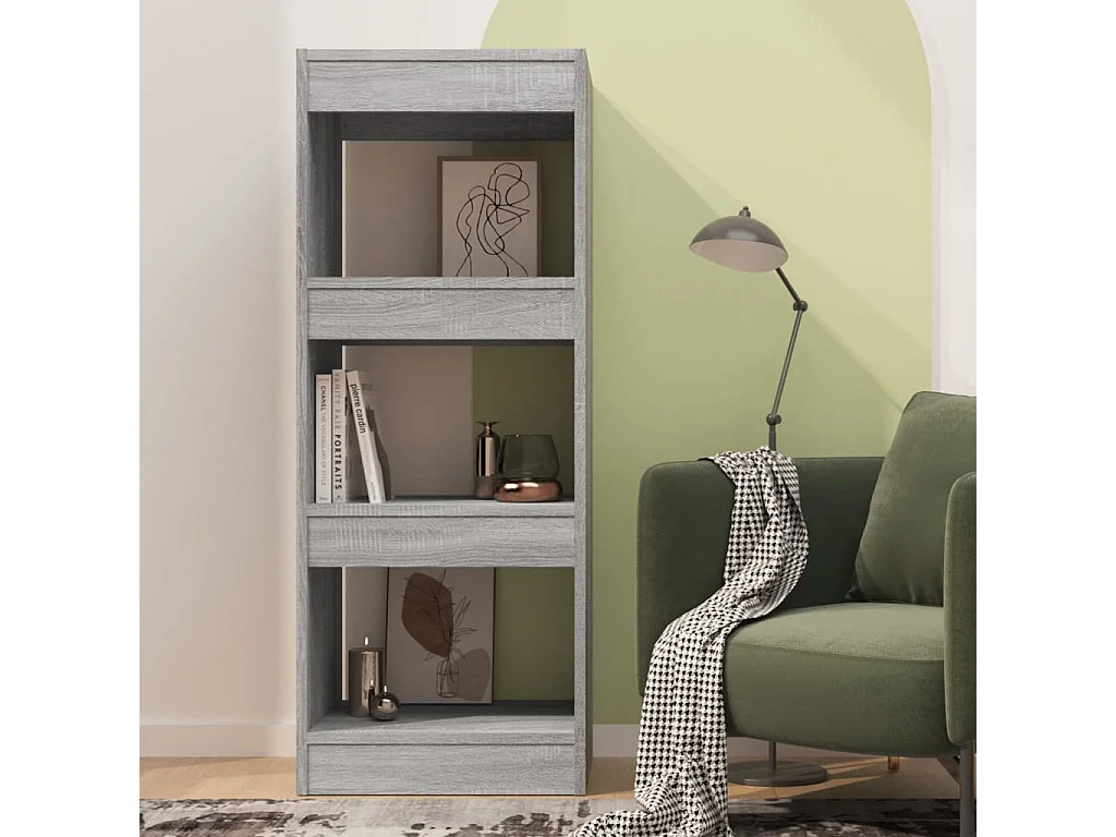 Bibliothèque-Séparateur de pièce Sonoma gris 40x30x103 cm OFR73618 BonneVie Meuble