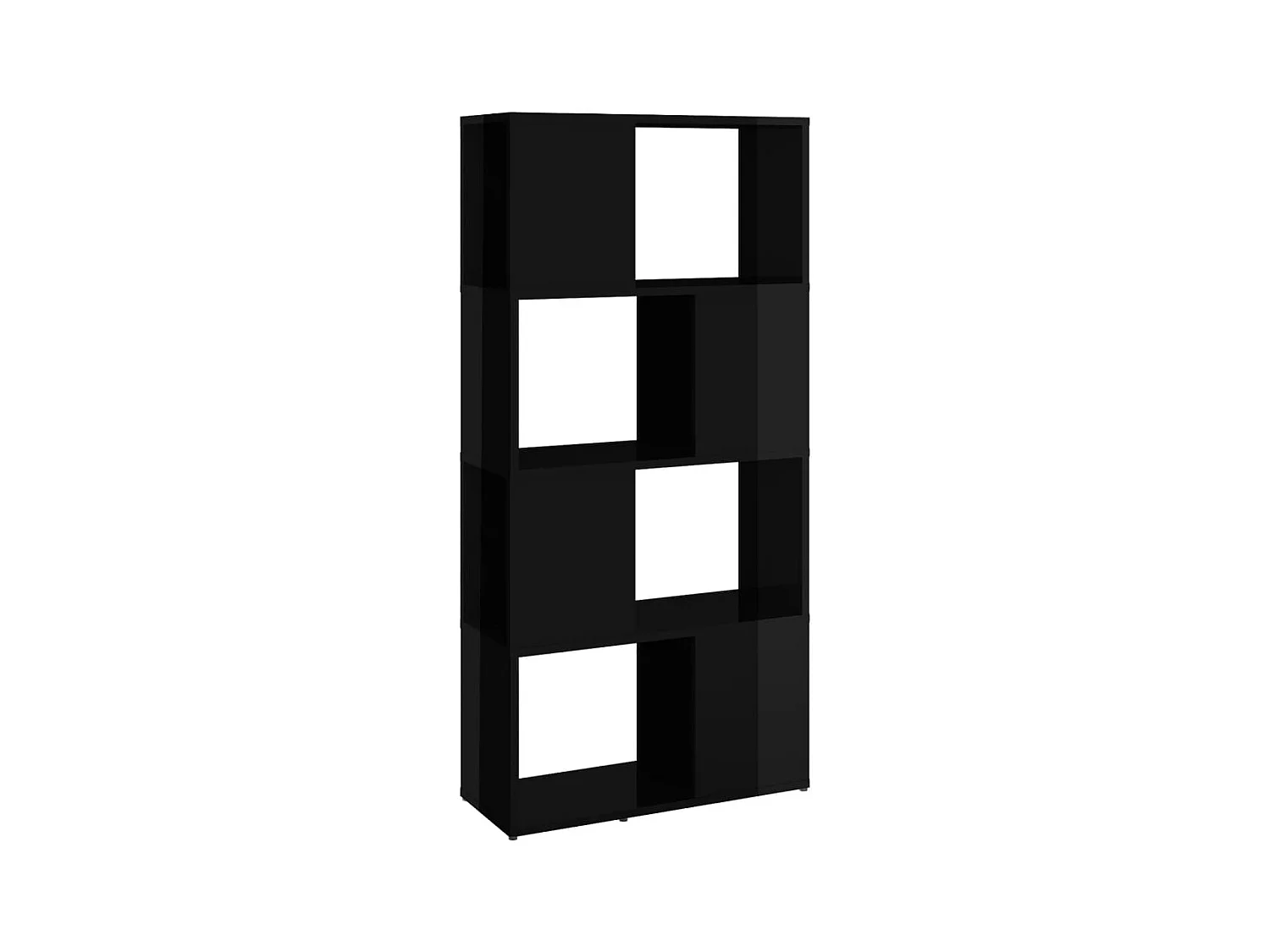 Bücherregal Raumteiler,Bücherschrank Hochglanz-Schwarz 60x24x124,5 cm -gkd519730