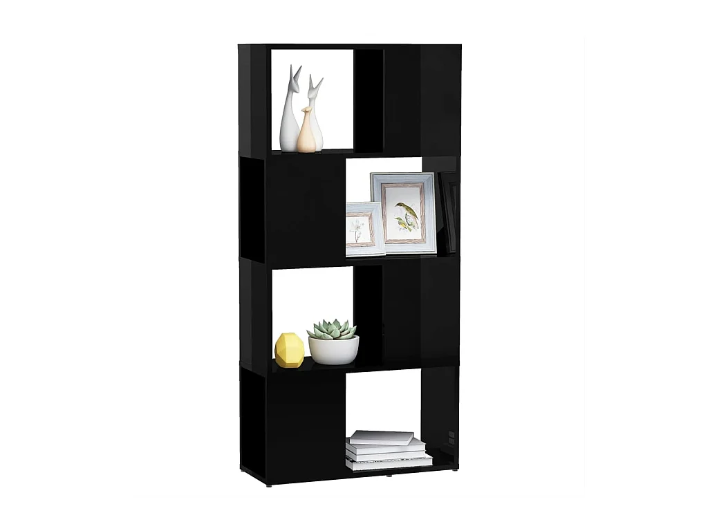 Bücherregal Raumteiler,Bücherschrank Hochglanz-Schwarz 60x24x124,5 cm -gkd519730