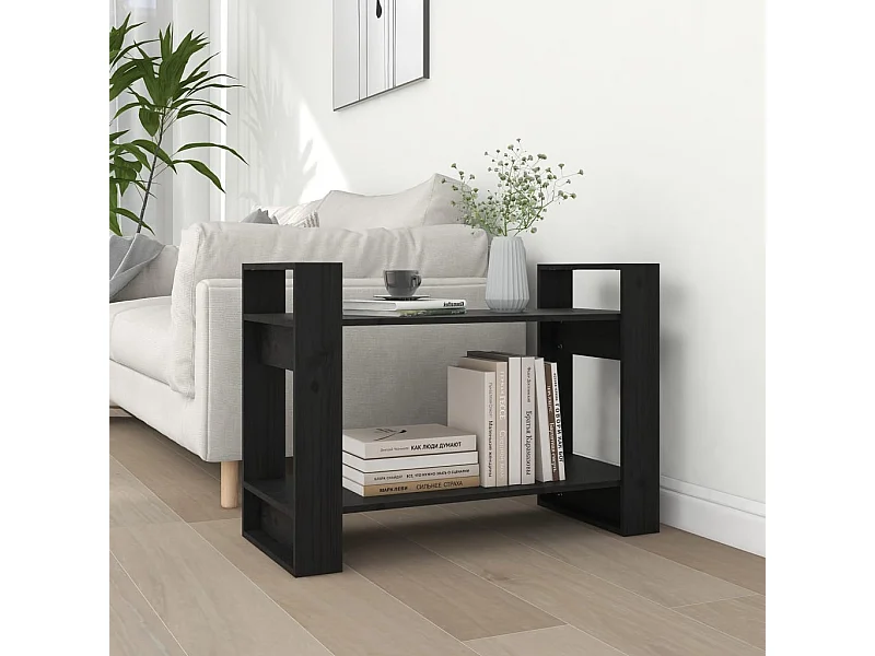 Bücherregal/Bücherschrank,Raumteiler Schwarz 80x35x56,5 cm Massivholz Kiefer -gkd243610