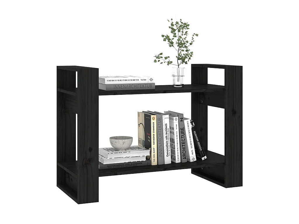 Bücherregal/Bücherschrank,Raumteiler Schwarz 80x35x56,5 cm Massivholz Kiefer -gkd243610