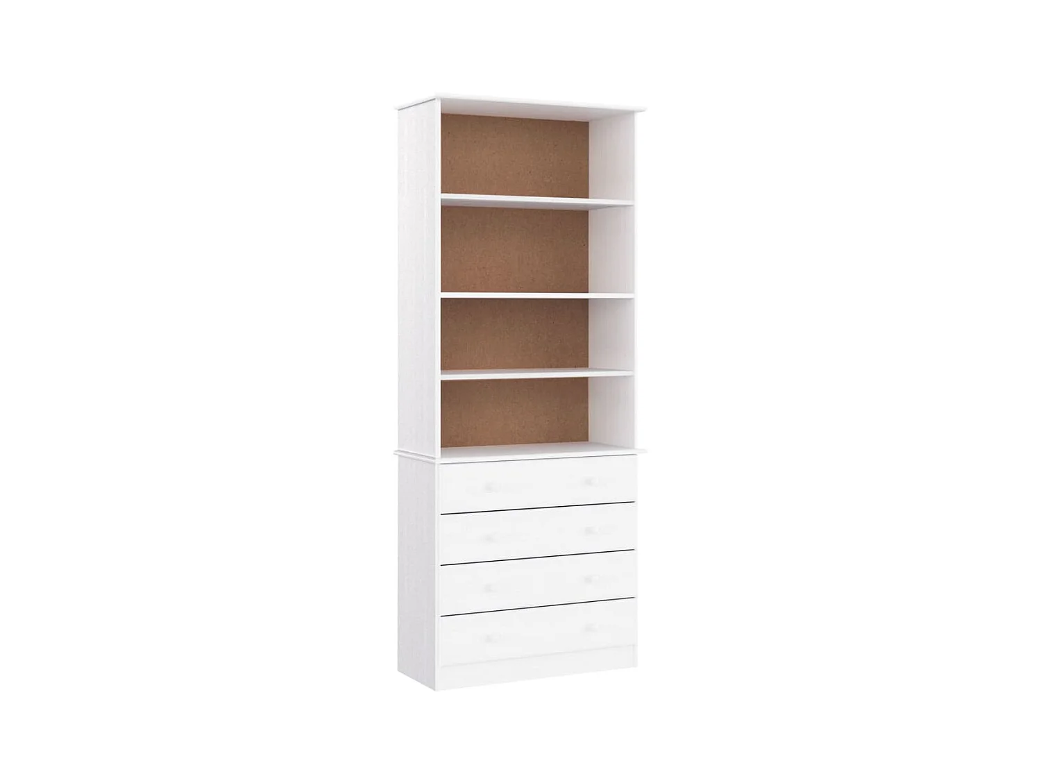 Bibliothèque tiroirs ALTA blanc 77x35x186,5cm bois massif pin OFR91620 BonneVie Meuble