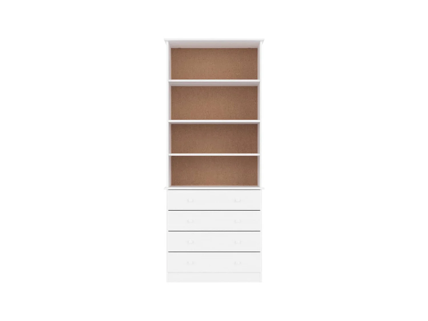 Bibliothèque tiroirs ALTA blanc 77x35x186,5cm bois massif pin OFR91620 BonneVie Meuble