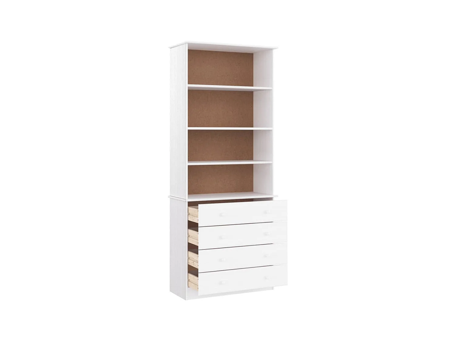Bibliothèque tiroirs ALTA blanc 77x35x186,5cm bois massif pin OFR91620 BonneVie Meuble