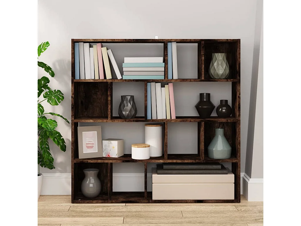 Bibliothèque-Séparateur de pièce Chêne fumé 105x24x102 cm OFR23172 BonneVie Meuble