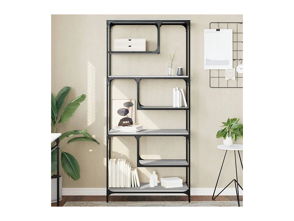 Bibliothèque sonoma gris 81x36x176 cm bois d'ingénierie OFR11319 BonneVie Meuble