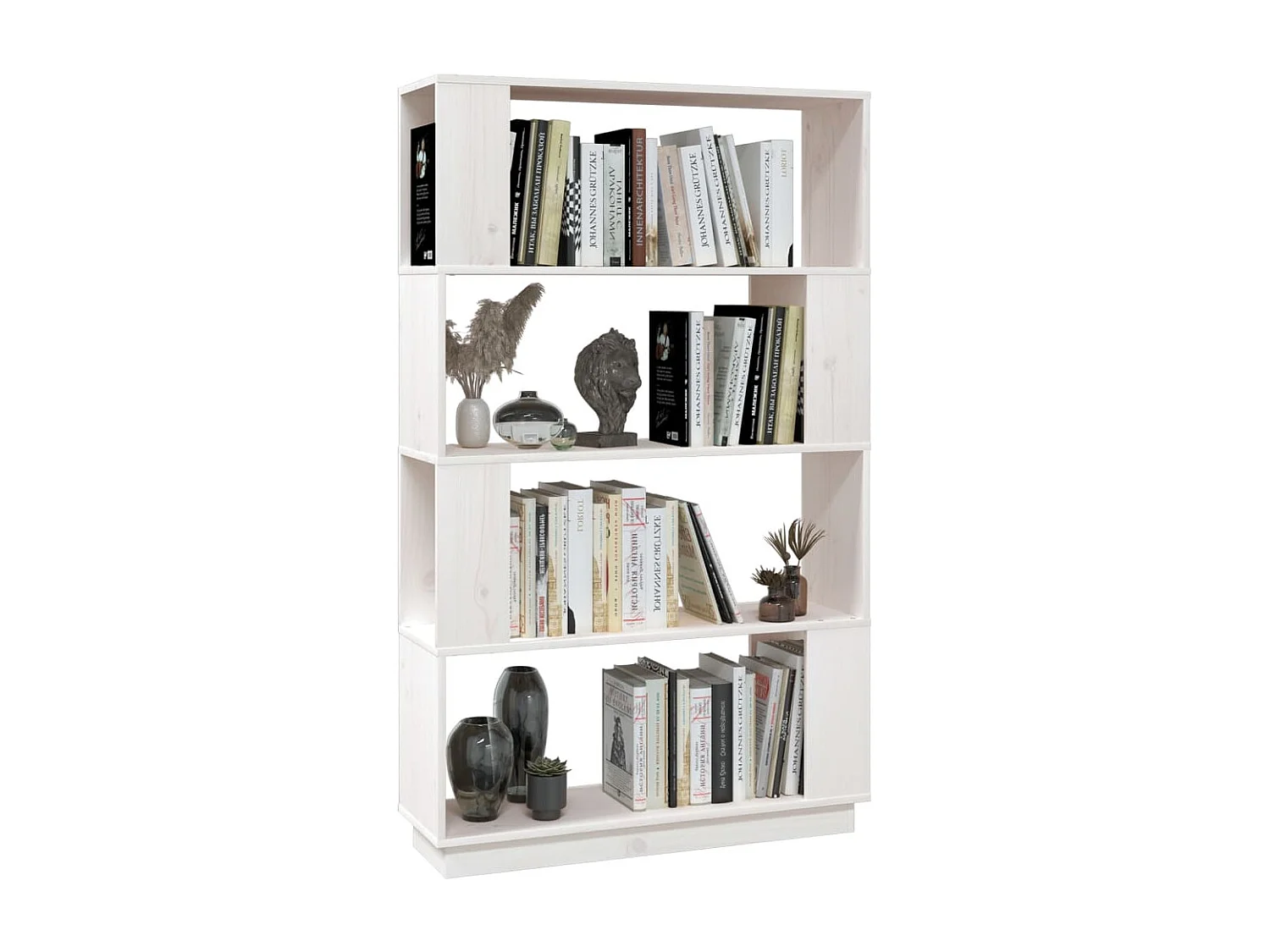 Boekenkast/kamerscherm 80x25x132 cm massief grenenhout wit NL686852