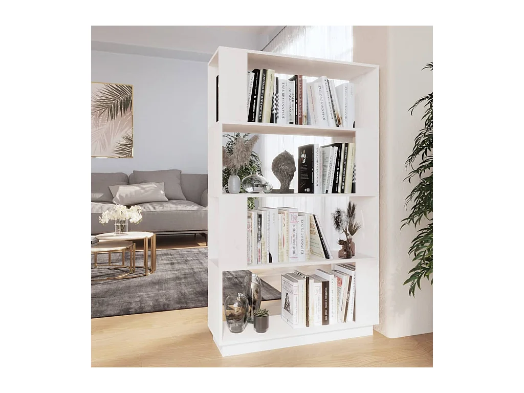 Bibliothèque-Séparateur de pièce Blanc 80x25x132 cm Pin solide OFR82374 BonneVie Meuble