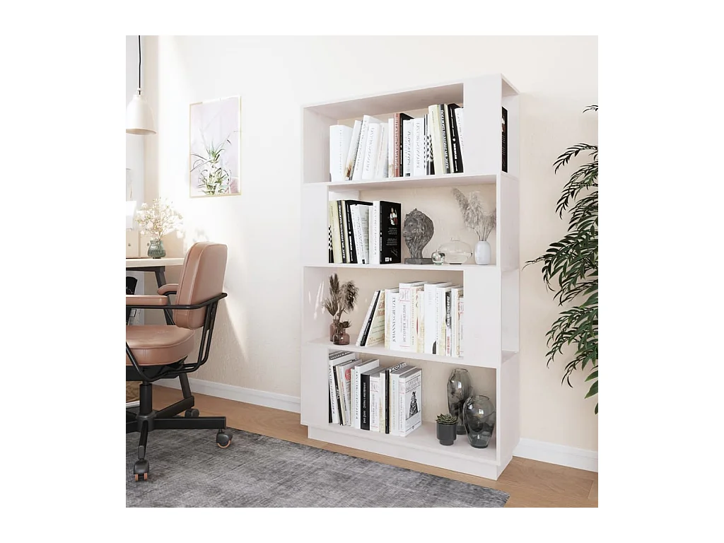 Bücherregal/Bücherschrank,Raumteiler Weiß 80x25x132 cm Massivholz Kiefer -gkd763938