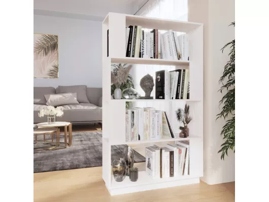 Kauf Unique Bücherregal/Bücherschrank,Raumteiler Weiß 80x25x132 cm Massivholz Kiefer -gkd763938