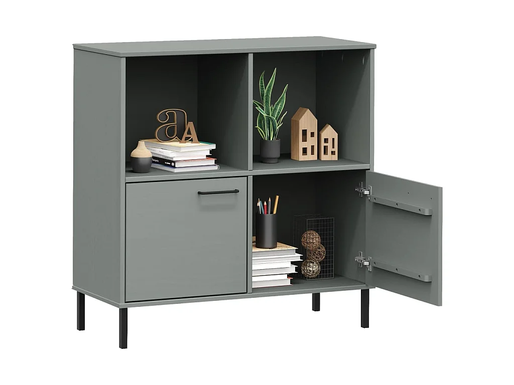 Bibliothèque avec pieds en métal Gris 90x35x90,5 cm Bois OSLO OFR40869 BonneVie Meuble