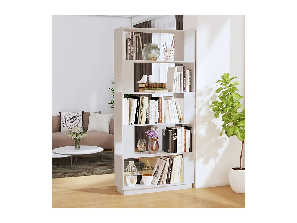 Bibliothèque-Séparateur de pièce Blanc 80x25x163,5cm Pin solide OFR73211 BonneVie Meuble