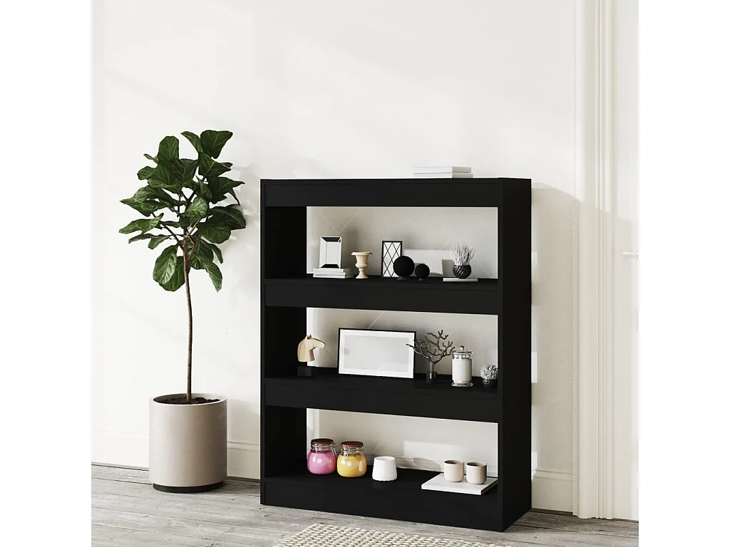 Bibliothèque Noir 80x30x103 cm Bois d'ingénierie OFR59745 BonneVie Meuble