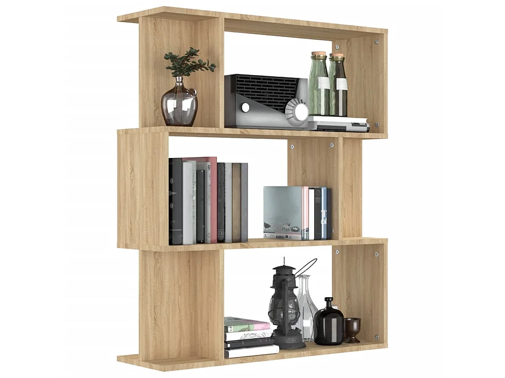 Biblioteca Estantería madera contrachapada color roble Sonoma 80x24x96 cm ES90719