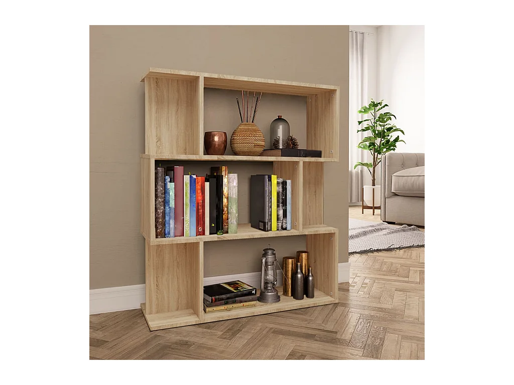 Bibliothèque-Séparateur de pièce Chêne sonoma 80x24x96 cm OFR45812 BonneVie Meuble