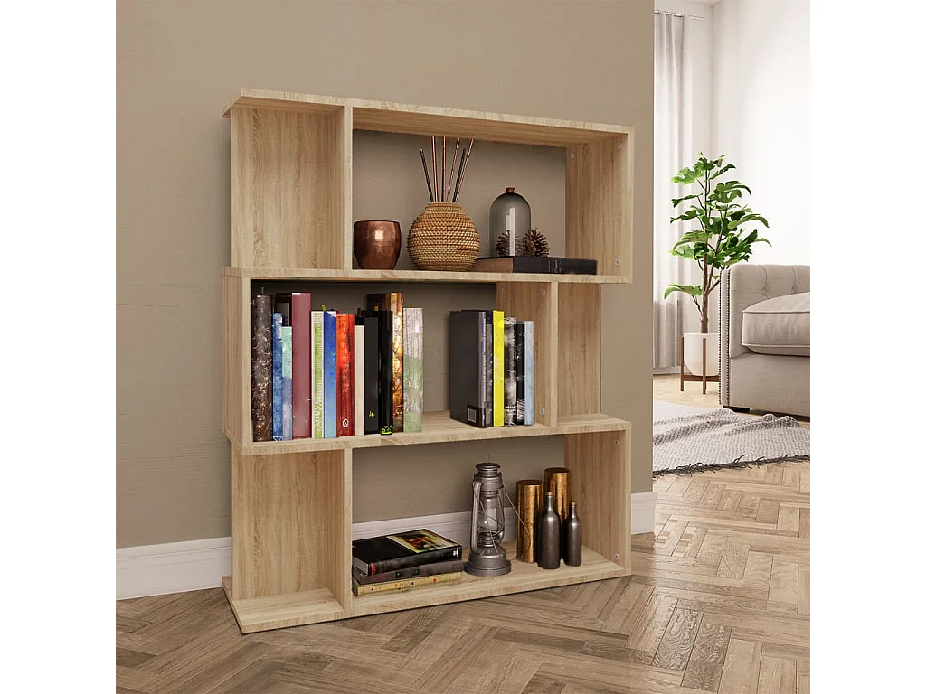 Bibliothèque-Séparateur de pièce Chêne sonoma 80x24x96 cm OFR45812 BonneVie Meuble