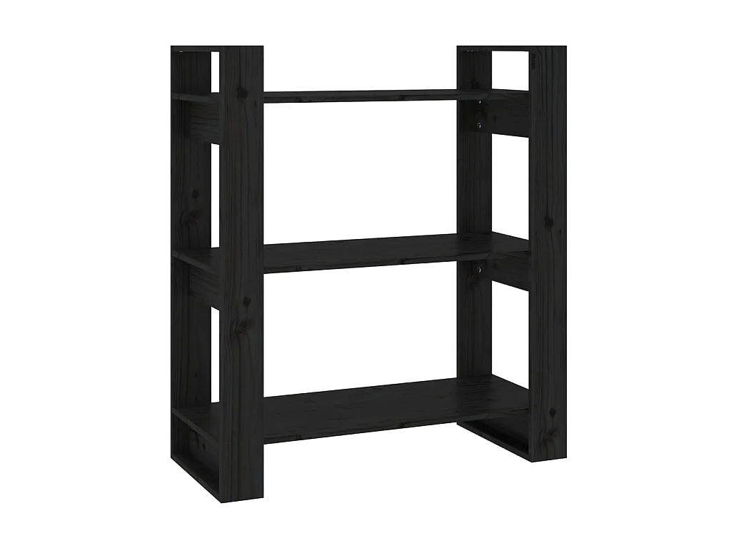 Bücherregal/Bücherschrank,Raumteiler Schwarz 80x35x91 cm Massivholz Kiefer -gkd309613