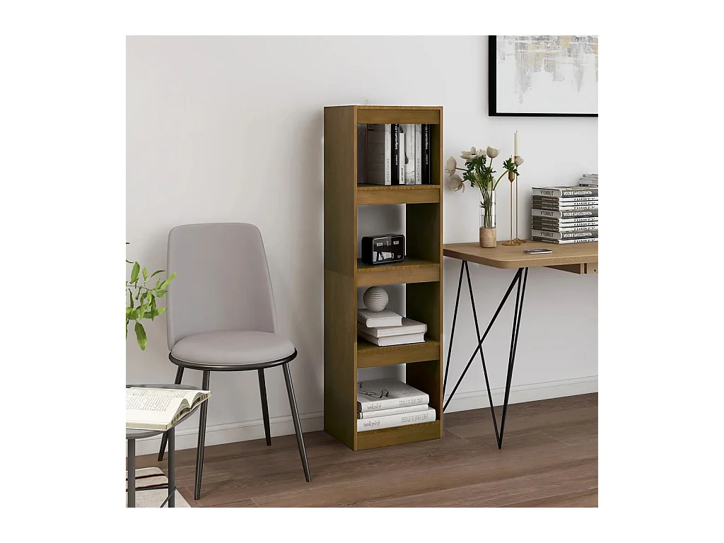 Bibliothèque-Séparateur de pièce Marron miel 40x30x135,5 cm Pin OFR87933 BonneVie Meuble