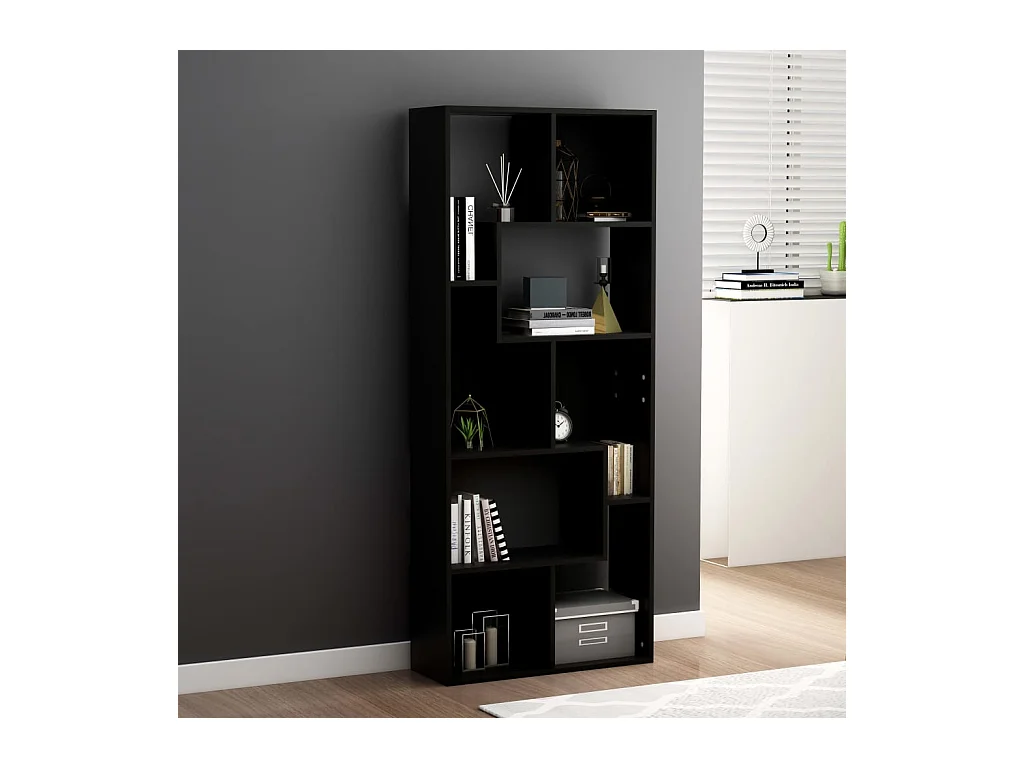 Bibliothèque Noir 67x24x161 cm Aggloméré OFR23879 BonneVie Meuble