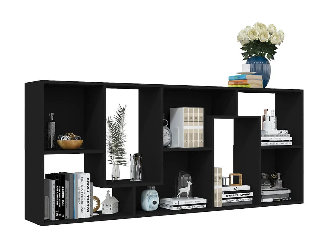 Boekenkast 67x24x161 cm spaanplaat zwart NL847203