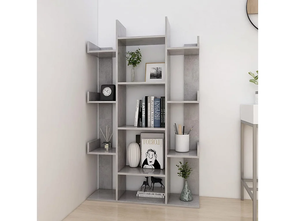 Bibliothèque Gris béton 86x25,5x140 cm Aggloméré OFR90264 BonneVie Meuble