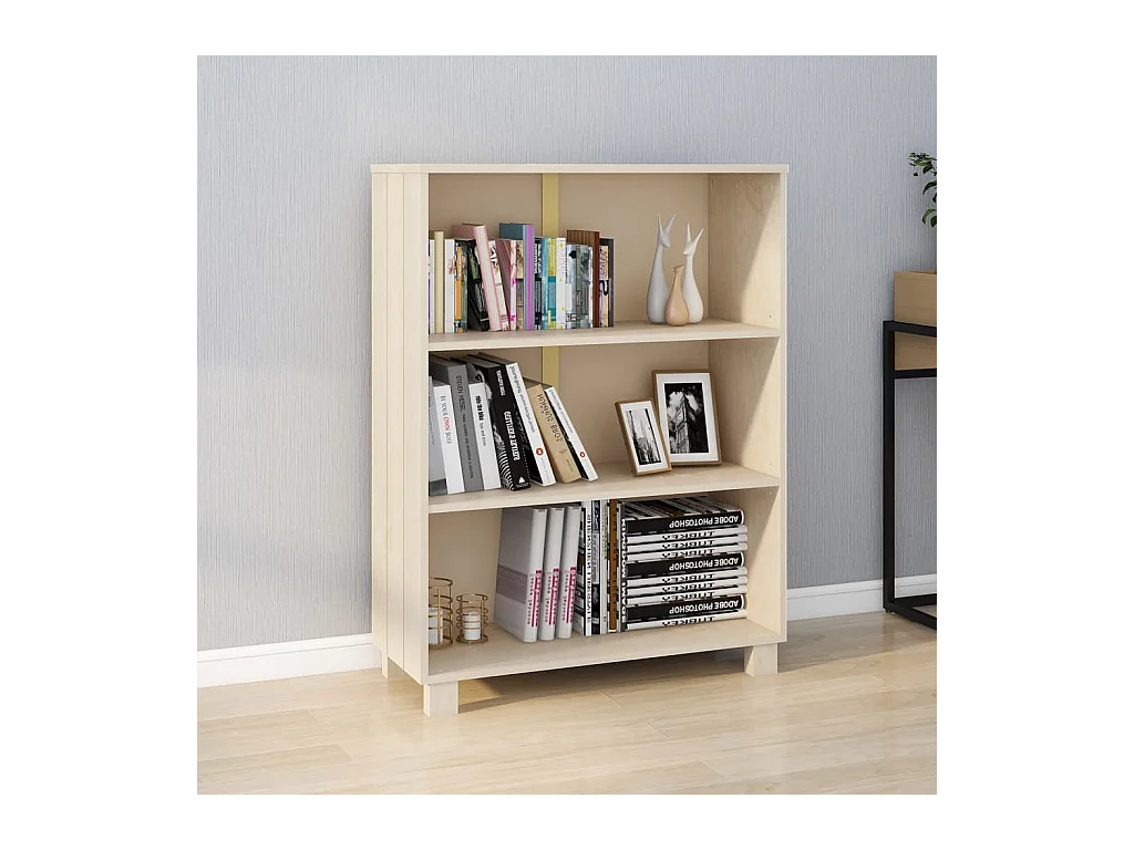Bibliothèque HAMAR Marron miel 85x35x112 cm Bois de pin massif OFR66307 BonneVie Meuble