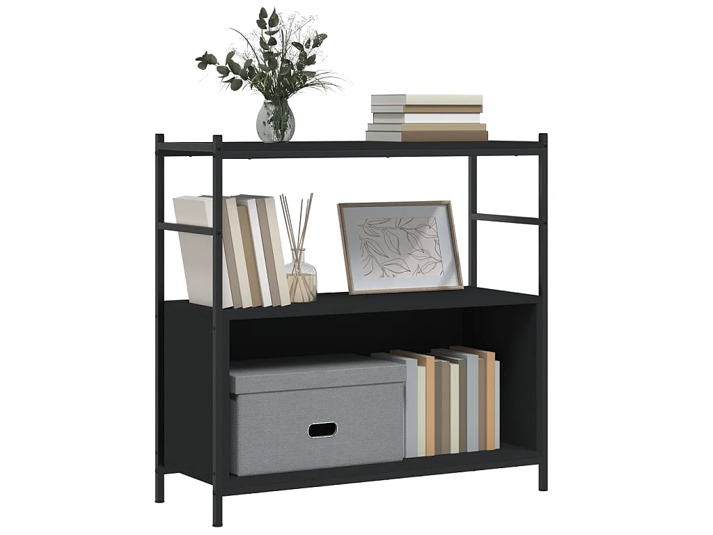 Estantería hierro y madera de ingeniería negro 80x30x78,5 cm ES615531