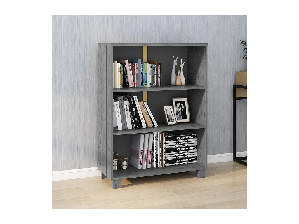 Bibliothèque HAMAR Gris foncé 85x35x112 cm Bois de pin massif OFR96687 BonneVie Meuble