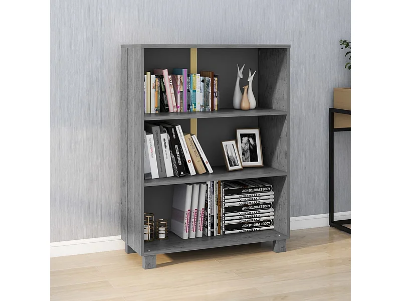 Bibliothèque HAMAR Gris foncé 85x35x112 cm Bois de pin massif OFR96687 BonneVie Meuble