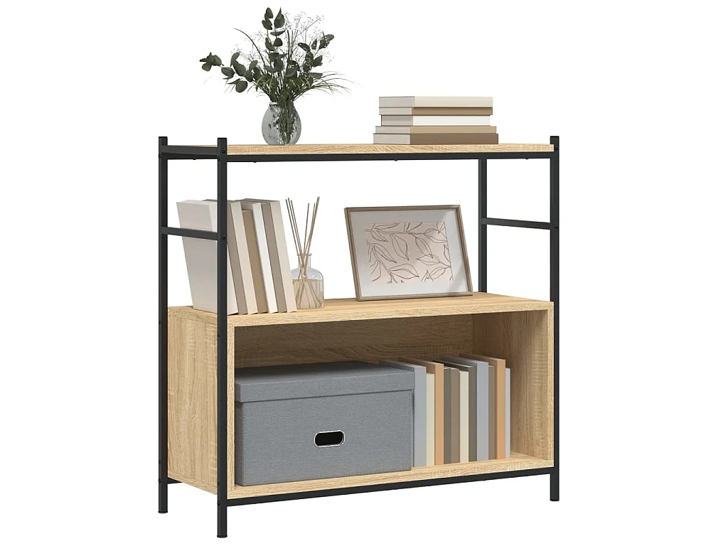 Boekenrek 80x30x78,5 cm bewerkt hout en ijzer sonoma eikenkleur NL972560