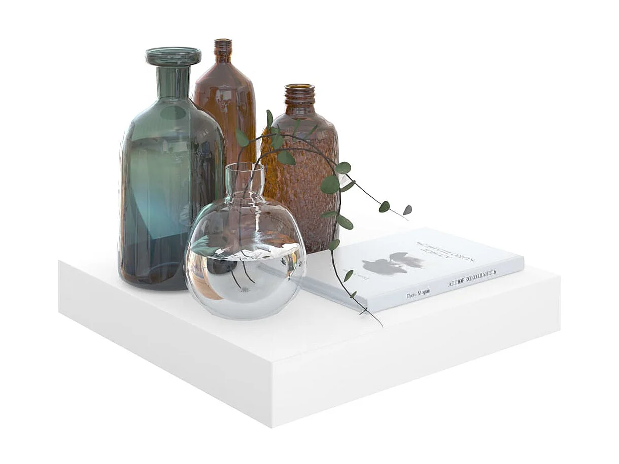 Étagère murale murale 2 pcs Blanc brillant 23x23,5x3,8cm MDF OFR88822 BonneVie Meuble