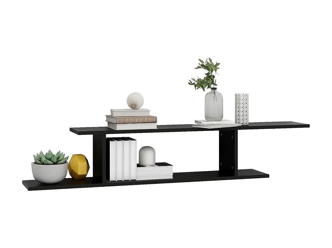 Étagère TV murale Noir 125x18x23 cm Aggloméré OFR45035 BonneVie Meuble