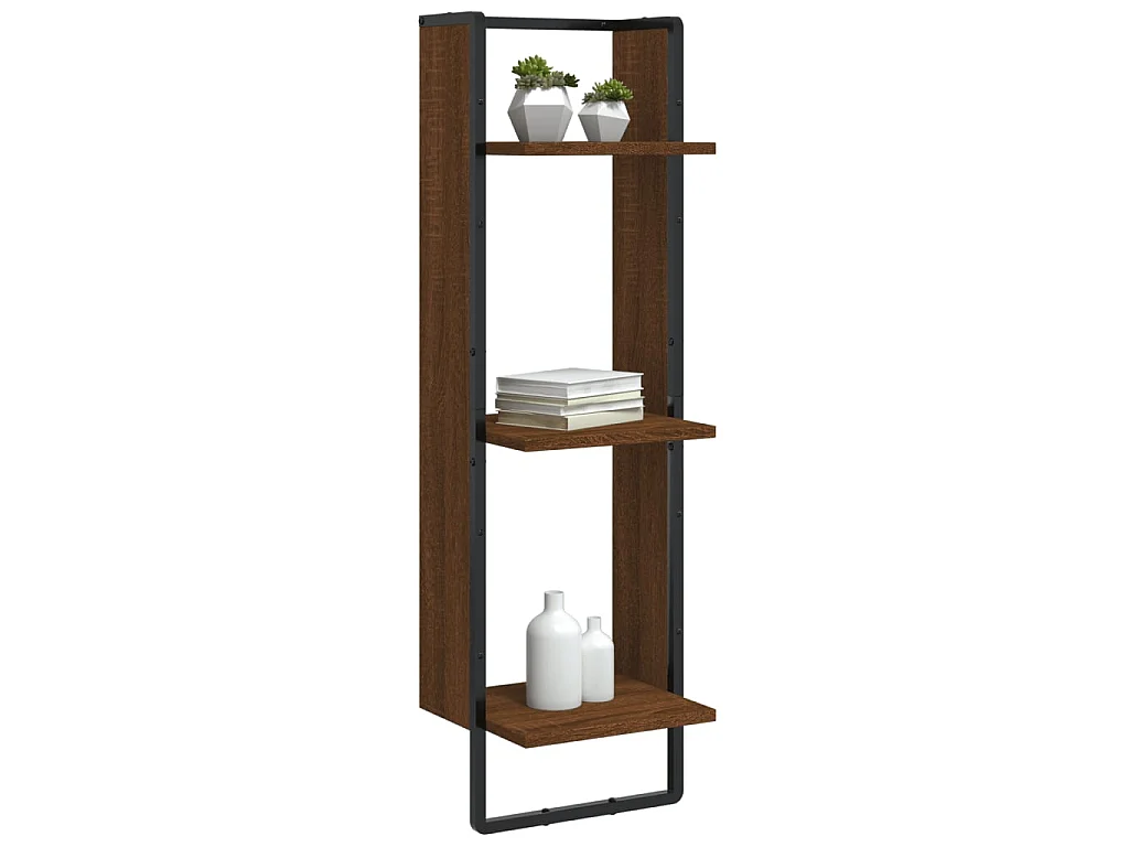 Étagère murale 3 niveaux chêne marron 30x25x100 cm OFR91327 BonneVie Meuble