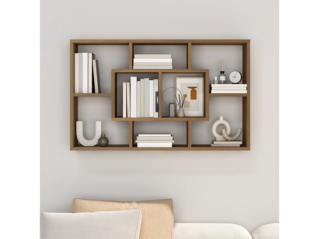 Étagère murale Chêne marron 85x16x52,5 cm Bois d'ingénierie SDD76818 BonneVie Meuble