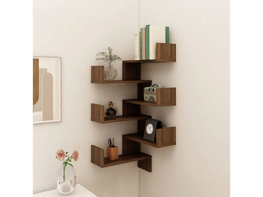 Étagères d'angle murales 2 pcs Chêne marron 40x40x50 cm Bois OFR88321 BonneVie Meuble