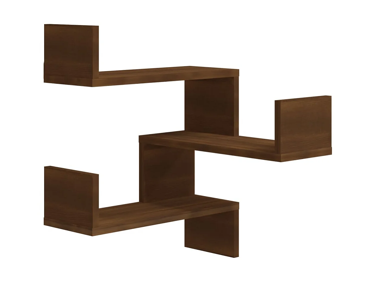 Étagères d'angle murales 2 pcs Chêne marron 40x40x50 cm Bois OFR88321 BonneVie Meuble