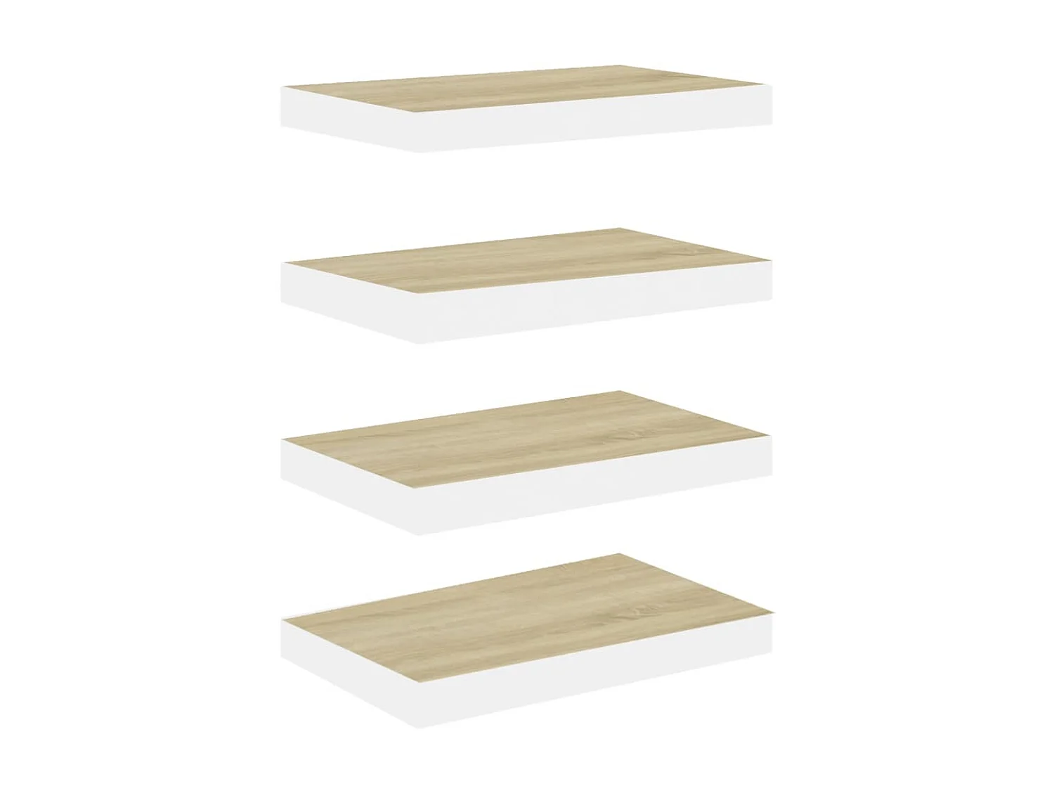 Étagères murales 4 pcs chêne et blanc 50x23x3,8 cm MDF OFR23134 BonneVie Meuble