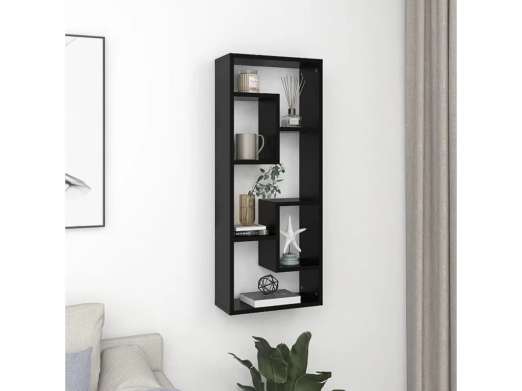 Étagère murale Noir 36x16x90 cm Aggloméré OFR48116 BonneVie Meuble
