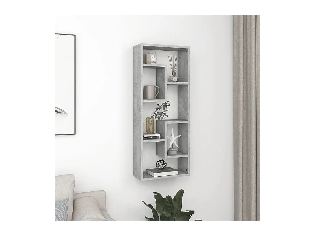 Étagère murale Gris béton 36x16x90 cm Aggloméré OFR12816 BonneVie Meuble