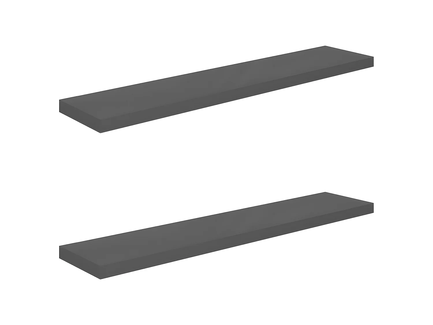 Wandschappen zwevend 2 st 120x23,5x3,8 cm MDF hoogglans grijs NL375685
