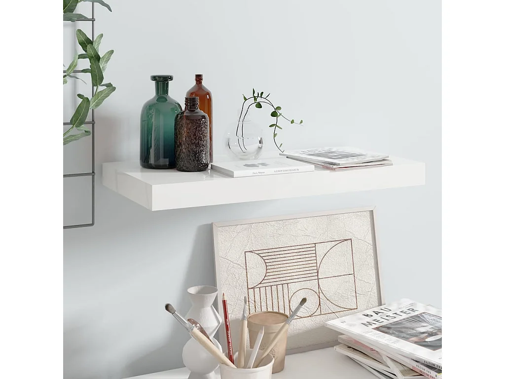 Prateleira de parede suspensa 50x23x3,8 cm MDF branco PT942930